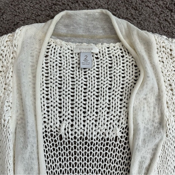 Chico's Open Front Ruffle Trim Open Front Knit Womens 2 (L/12) - Picture 10 of 14